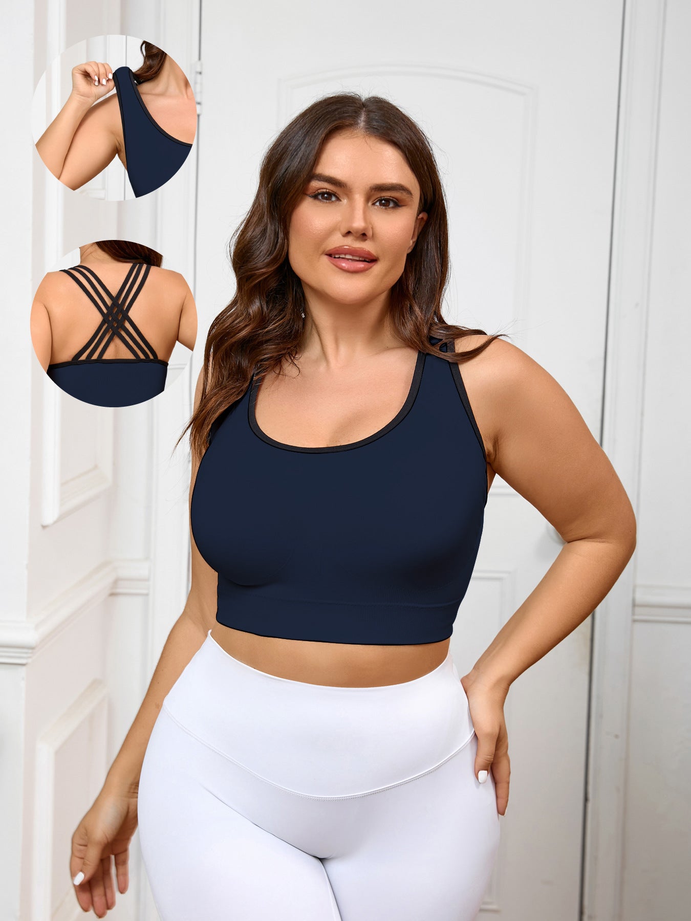 Large Size Fitness Underwear Women's High-intensity Beauty Back Fitness Bra Seamless Thin Sports Beauty Back Sling Fixed Cup Women