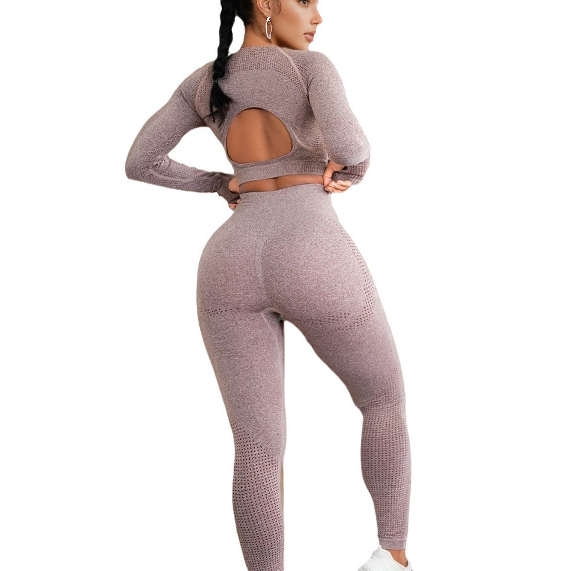 Quick-drying Seamless Yoga Suit, Shockproof Yoga Hollowed-out Vest, Women's High-waisted Hip-lifting Fitness Trousers
