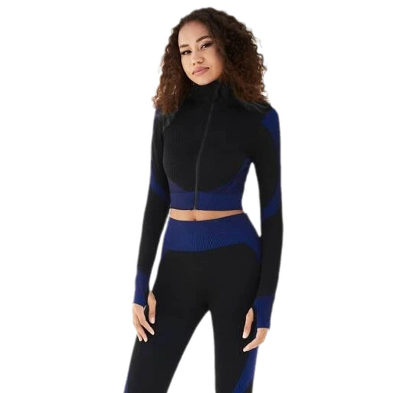 Hot-selling Yoga Clothes Running Suit Wholesale Summer Women's Tight Quick-drying Breathable Stand-up Collar Long-sleeved Sports Jacket