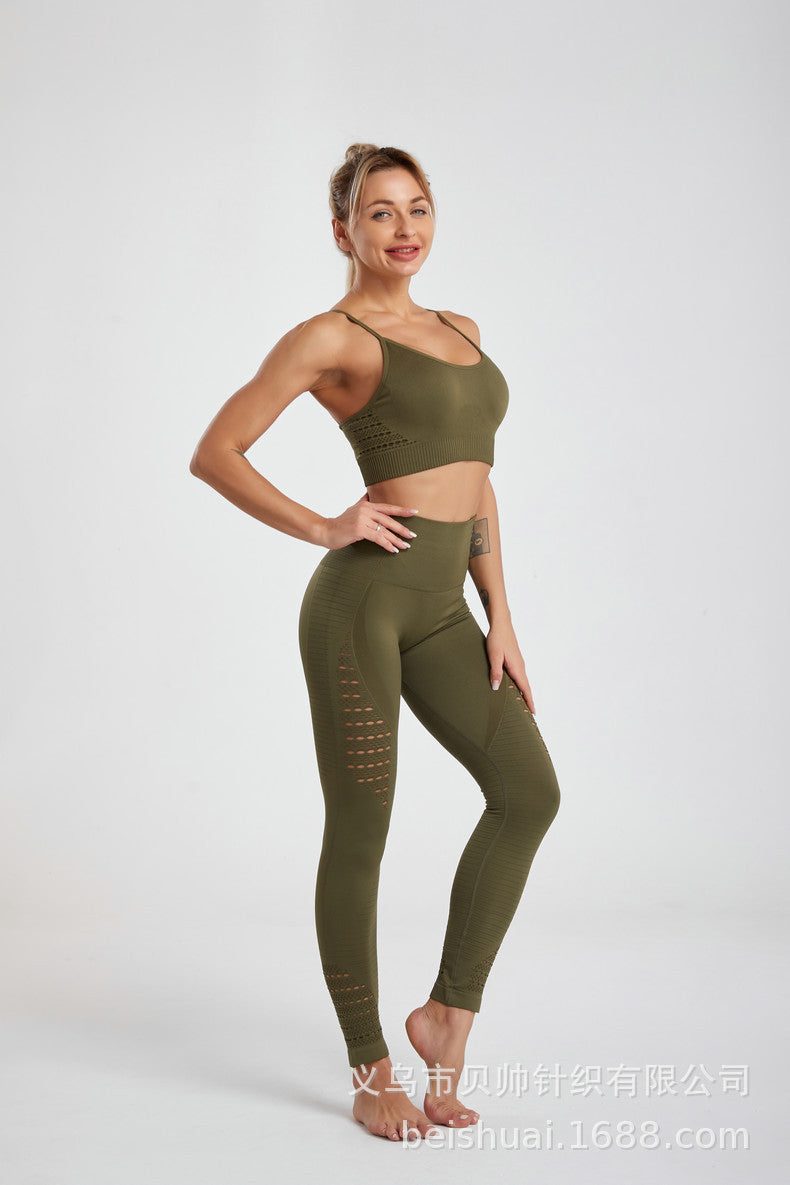 Yoga Pants No Embarrassment Line High Waist Trousers Wear Sports Knitted Yoga Pants B Seam Fitness Pants Women Peach Buttocks