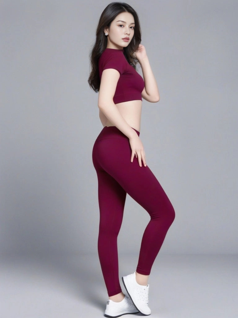 Fitness Yoga Suit Set, High-end Summer, Tight Yoga Suit, Two-piece Set, Trousers, Short-sleeved Pilates Fitness Suit