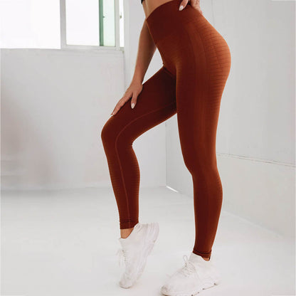 Buttocks Pleated Yoga Pants Women's Seamless Nude Leggings European and American Quick-drying Thin Peach Buttocks Integrated Woven Fitness Pants