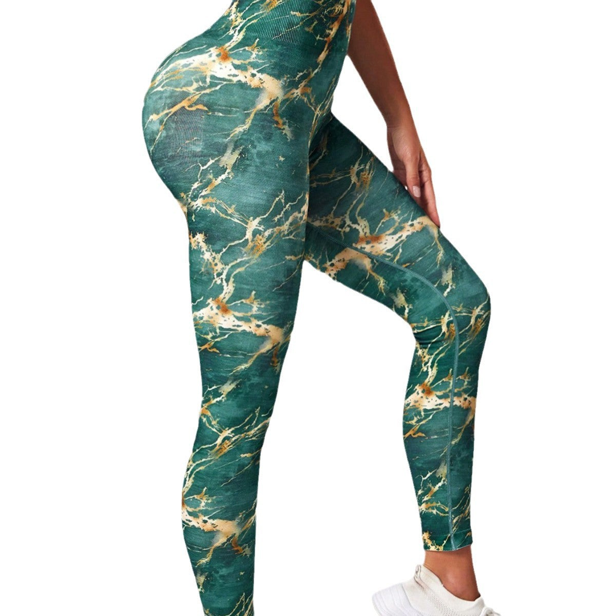Seamless Peach Hip Yoga Pants Lift Hip Line Tight European and American Sports Fitness Leggings Tie-dye