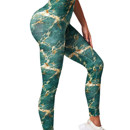 Seamless Peach Hip Yoga Pants Lift Hip Line Tight European and American Sports Fitness Leggings Tie-dye