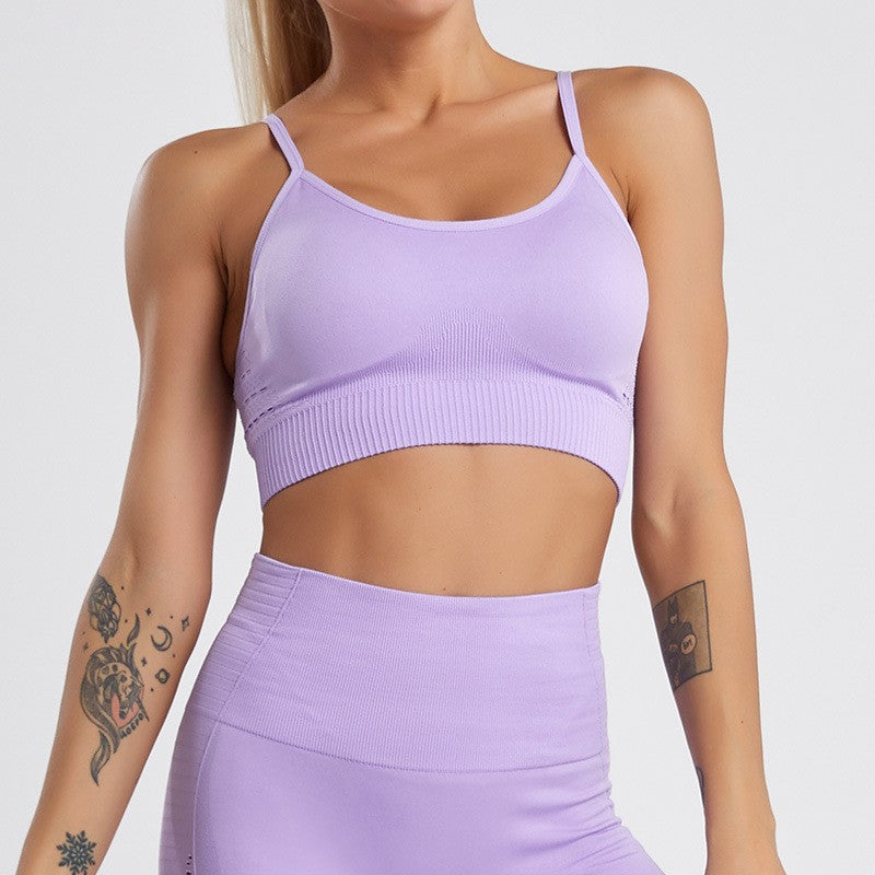 Custom Cross-border Amazon European and American Seamless Yoga Suit Sports Fitness Hollow Bra Tight Hip Lift