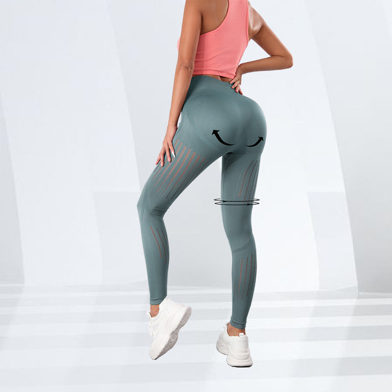 New Nude Yoga Pants Women's High Waist Hip Lift Outer Wear Fitness Pants Tight Running Training Sports Breathable Trousers Summer