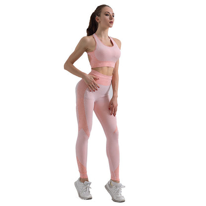 Yoga Suit Summer Popular Three-piece Set Tight Fashion European and American Back Yoga Suit Vest Beautiful Back Sports Suit