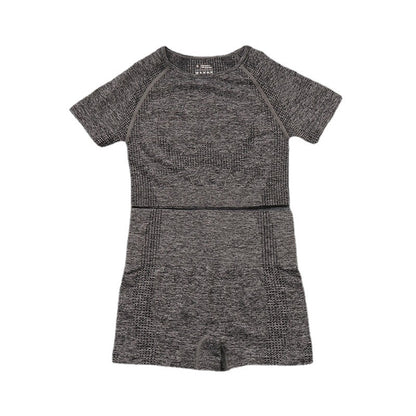 European and American Seamless Knitted Sports Yoga Suit Women's Quick-drying Short-sleeved Shorts Tight Two-piece Set Women's Spot