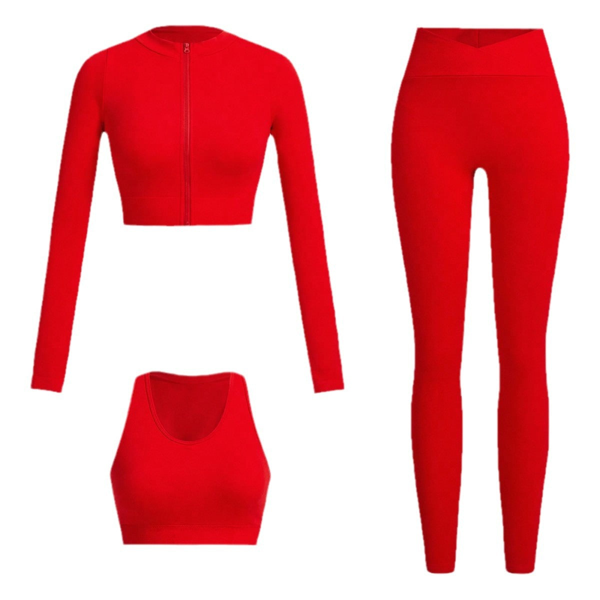 New Yoga Suit, High-end Summer Tight Three-piece Sports Fitness Suit, Women's Suit, Vest, Long-sleeved Trousers.