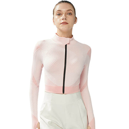 Spot New Yoga Jacket Summer Thin Slim-fit Short Open-button Sun Protection Cardigan Training Sports Fitness Jacket