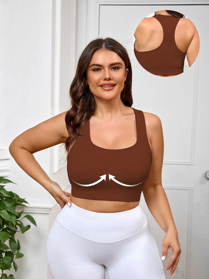 Large Size Sports Bra Wholesale, Yoga Bra Integrated Fixed Cup with Chest Pad Summer Shock-proof Fitness Bra