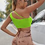 Fluorescent Green Bra Shows Chest and Beautiful Back Sports Underwear Tight Sexy Fitness Yoga Sports Bra High Intensity