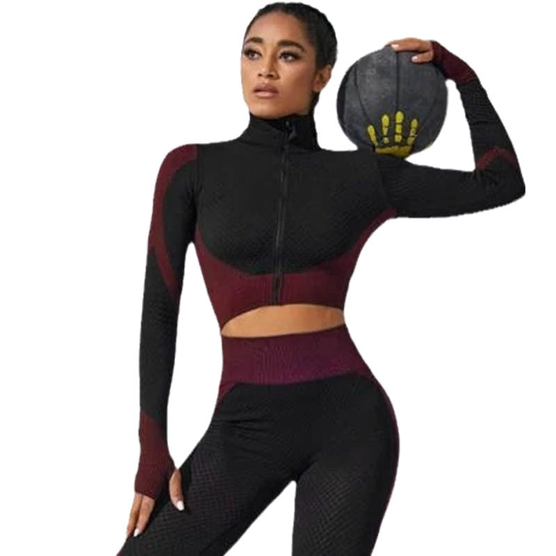 European and American INS High-quality Front Zipper New Yoga Clothes Top, Slim Elastic Tight Outdoor Sports Fitness Clothes