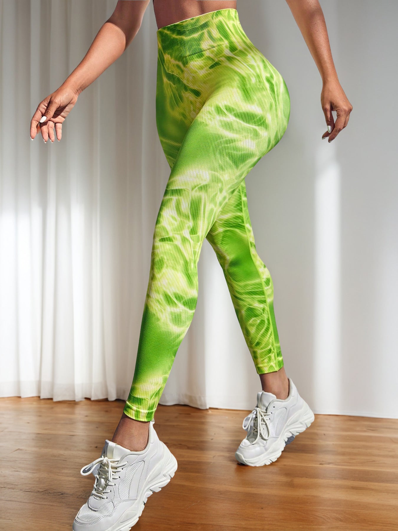 Seamless Peach Hip Yoga Pants Lift Hip Line Tight European and American Sports Fitness Leggings Tie-dye