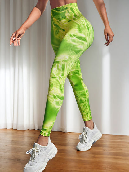 Seamless Peach Hip Yoga Pants Lift Hip Line Tight European and American Sports Fitness Leggings Tie-dye