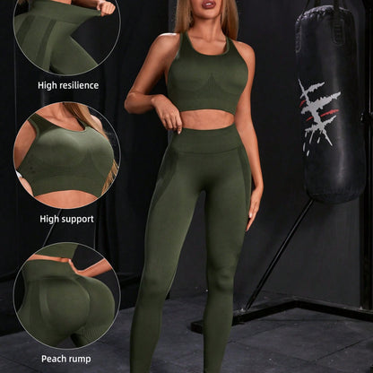 Yoga Suit Cross-border Women's Two-piece Suit, Outer Wear Fitness Suit, High-end Women's Loose Summer Quick Drying