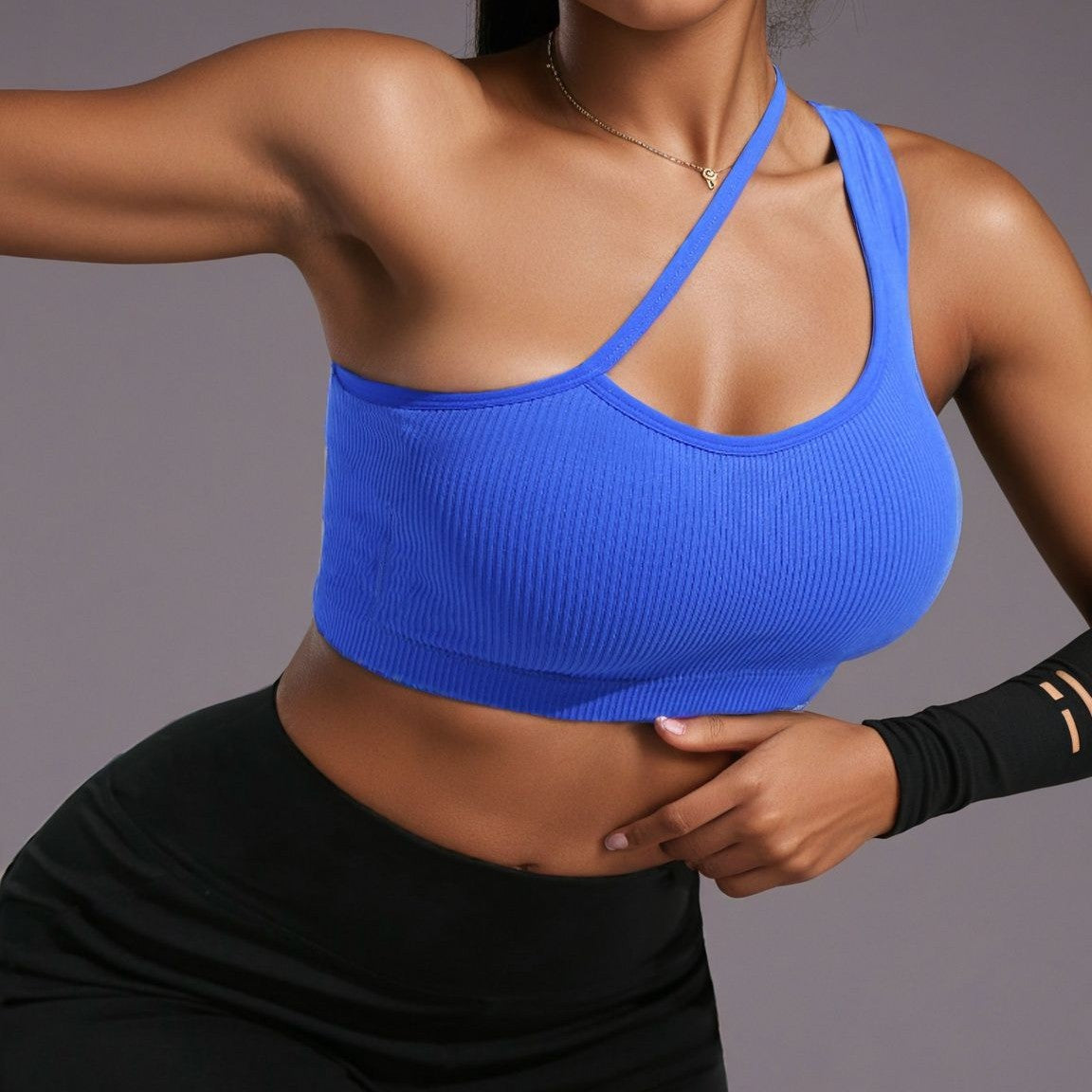 Sexy Yoga Sports Diagonal Suspender Bra Woman Beautiful Back High Intensity Shock-absorbing Underwear Yoga