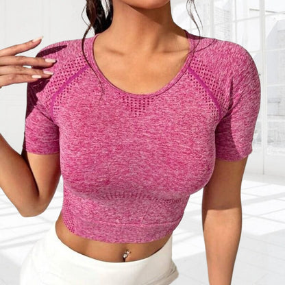 Yoga Clothes Top Summer Cool High-end Thin Fitness Back Top One-piece Top Short-sleeved Yoga Top