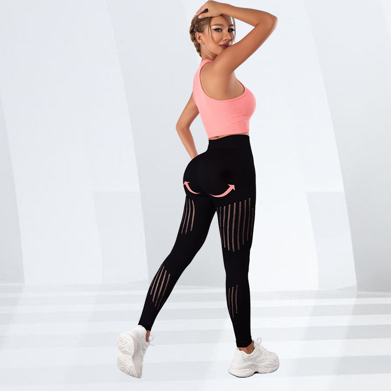 New Nude Yoga Pants Women's High Waist Hip Lift Outer Wear Fitness Pants Tight Running Training Sports Breathable Trousers Summer