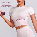 Yoga Clothes Women's Running Sports Professional Training Quick-drying Top Vest Summer New Fitness Short-sleeved Set