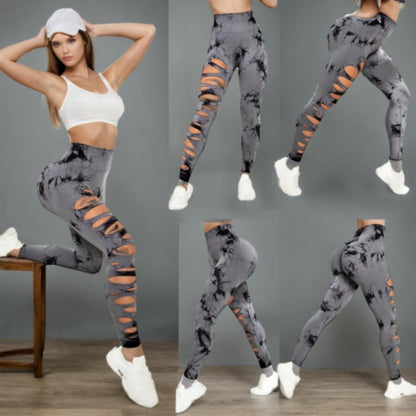 New Women's Elastic Tight Quick-drying Fitness Yoga Pants Sports Running Nine-point Trousers