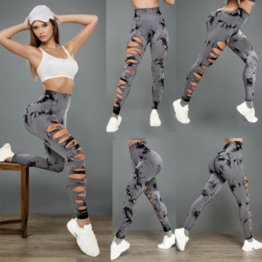 New Women's Elastic Tight Quick-drying Fitness Yoga Pants Sports Running Nine-point Trousers