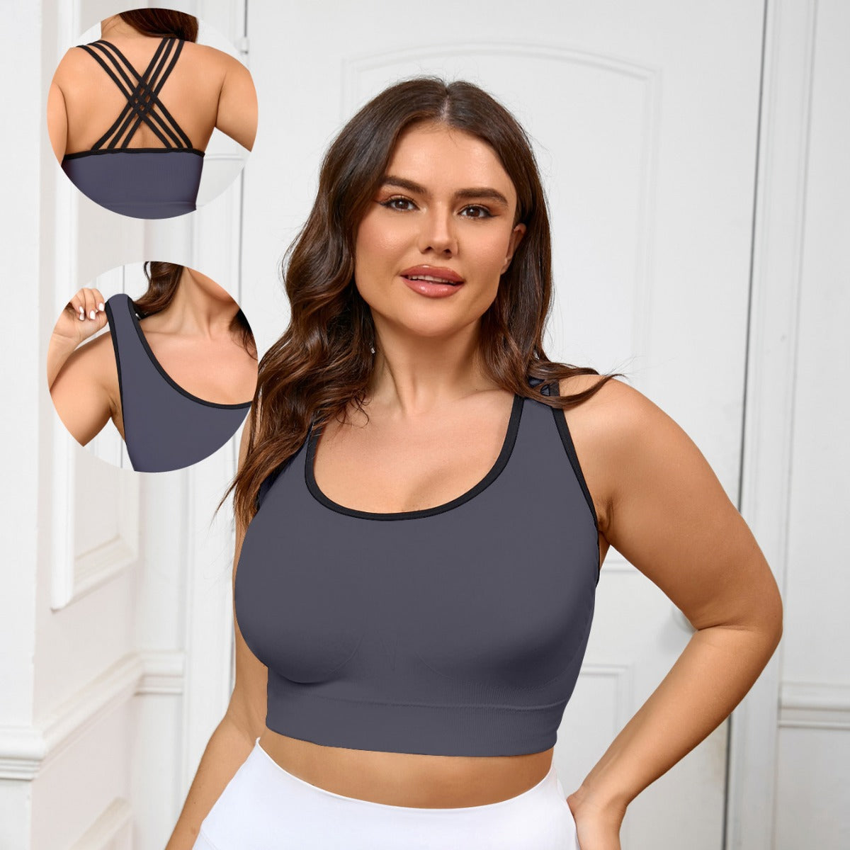 Large Size Fitness Underwear Women's High-intensity Beauty Back Fitness Bra Seamless Thin Sports Beauty Back Sling Fixed Cup Women