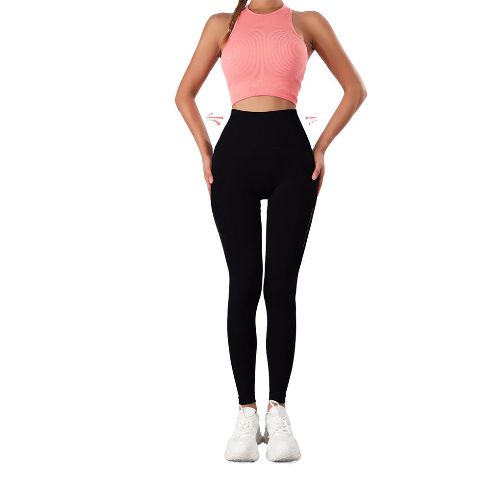 Black Yoga Pants Sports High Quality Shark Pants Dark Pattern Fitness Pants Women's No Embarrassment Line Peach Buttocks Quick Drying