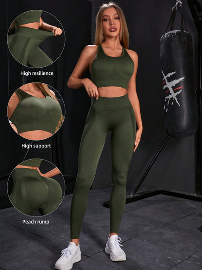 Yoga Suit Cross-border Women's Two-piece Suit, Outer Wear Fitness Suit, High-end Women's Loose Summer Quick Drying