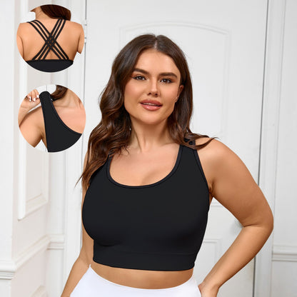 Large Size Fitness Underwear Women's High-intensity Beauty Back Fitness Bra Seamless Thin Sports Beauty Back Sling Fixed Cup Women