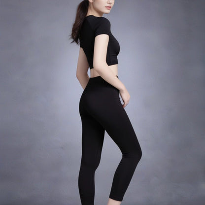 Fitness Yoga Suit Set, High-end Summer, Tight Yoga Suit, Two-piece Set, Trousers, Short-sleeved Pilates Fitness Suit