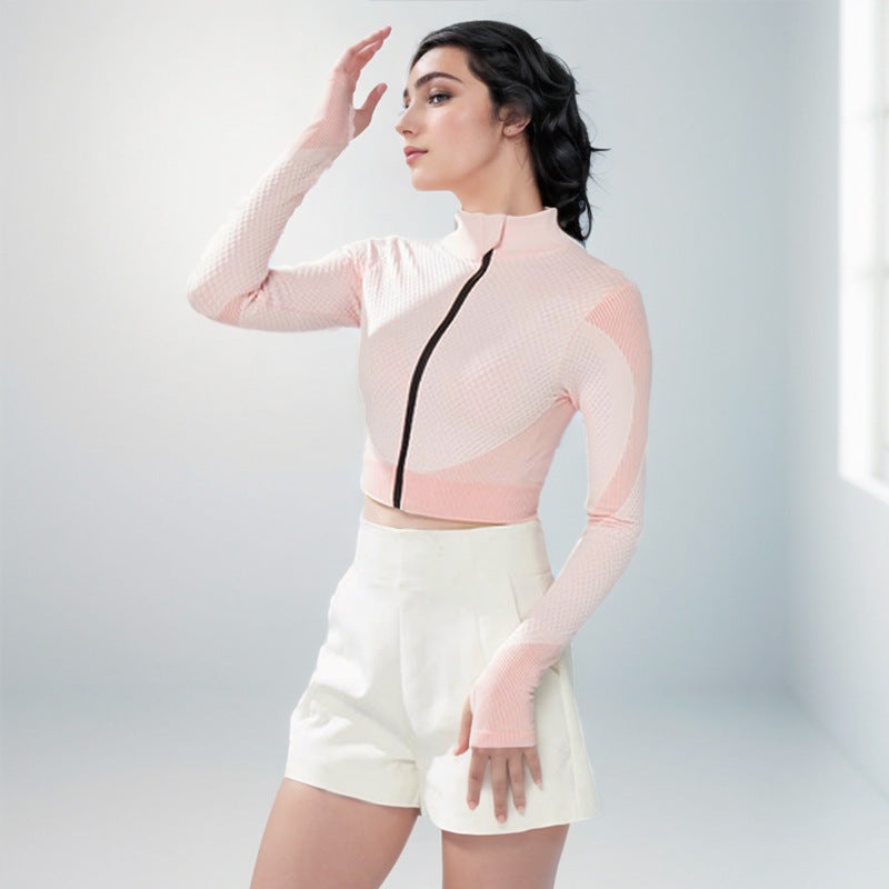 Hot-selling Yoga Clothes Running Suit Wholesale Summer Women's Tight Quick-drying Breathable Stand-up Collar Long-sleeved Sports Jacket