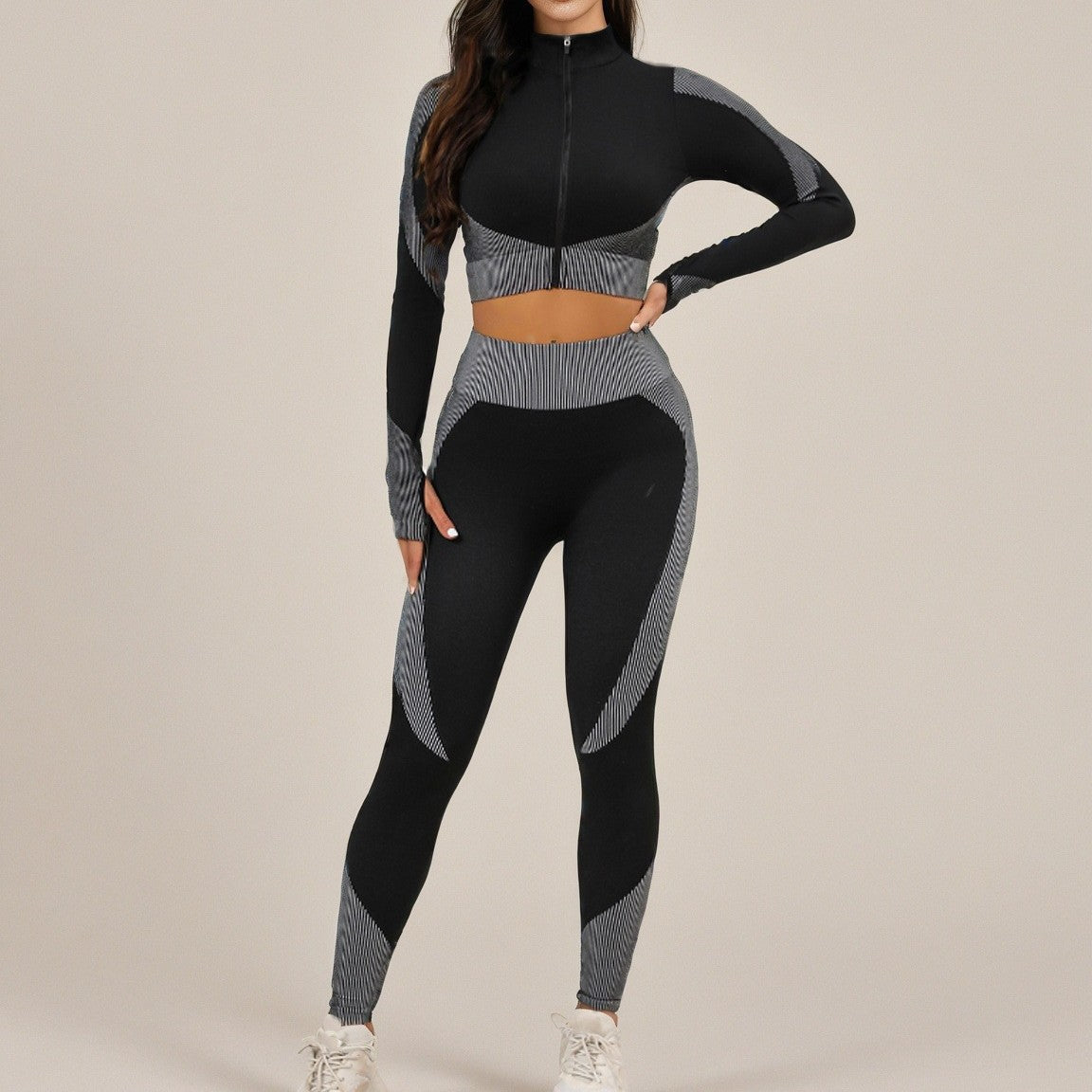 Yoga Clothes, Long-sleeved Tops, Femininity Sports Fitness Training Clothes, Autumn and Winter High-end Fitness Suits