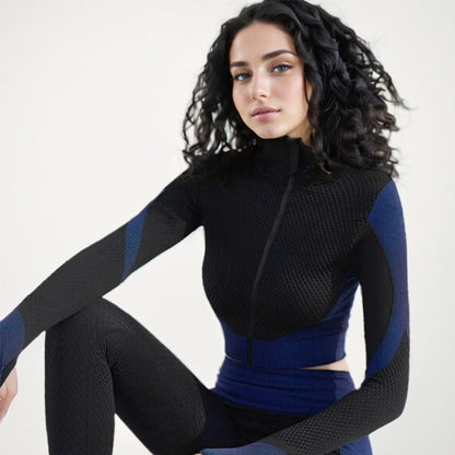 European and American INS High-quality Front Zipper New Yoga Clothes Top, Slim Elastic Tight Outdoor Sports Fitness Clothes