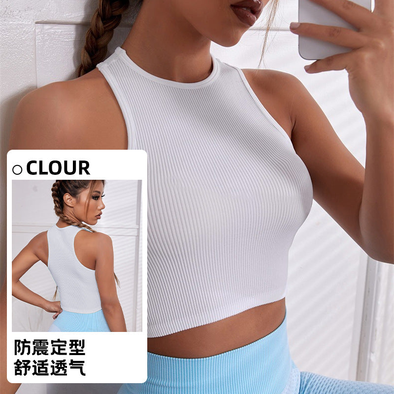 Sports Vest Women's Outer Wear Anti-sagging Fitness Yoga Vest Yoga Suit Women's Top Running Quick-drying I-shaped Vest