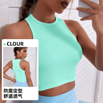 Sports Vest Women's Outer Wear Anti-sagging Fitness Yoga Vest Yoga Suit Women's Top Running Quick-drying I-shaped Vest