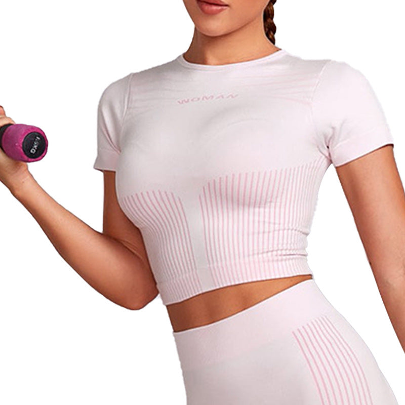 Yoga Clothes Women's Running Sports Professional Training Quick-drying Top Vest Summer New Fitness Short-sleeved Set