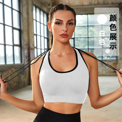 Sports Underwear Gathers Seamless Steel Ring Bra Black Technology Support Integrated Cup Summer Thin Hollow Women