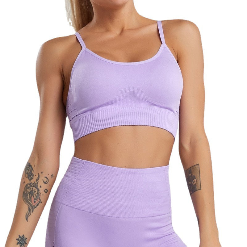 Custom Cross-border Amazon European and American Seamless Yoga Suit Sports Fitness Hollow Bra Tight Hip Lift