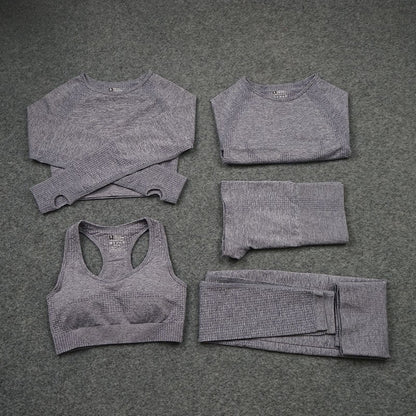 European and American Sexy Seamless Knitted Sports Yoga Outfit Set - Women's Quick-dry Compression High-end Fitness Apparel Set
