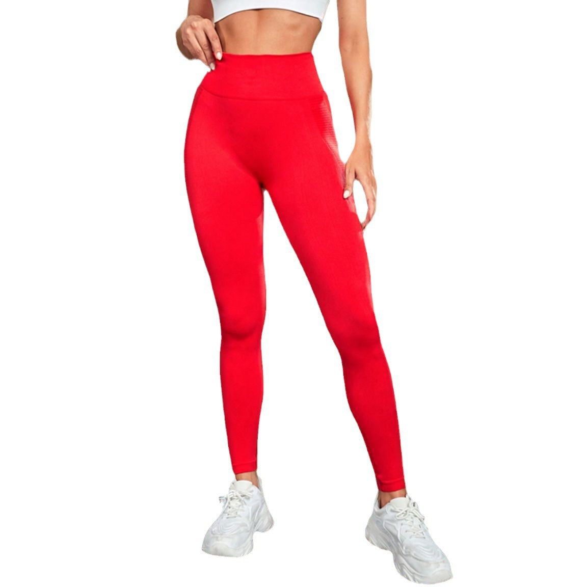Women's Sports High Waist Leggings Naked Sexy Slim Fit Solid Color Yoga Fitness Pants