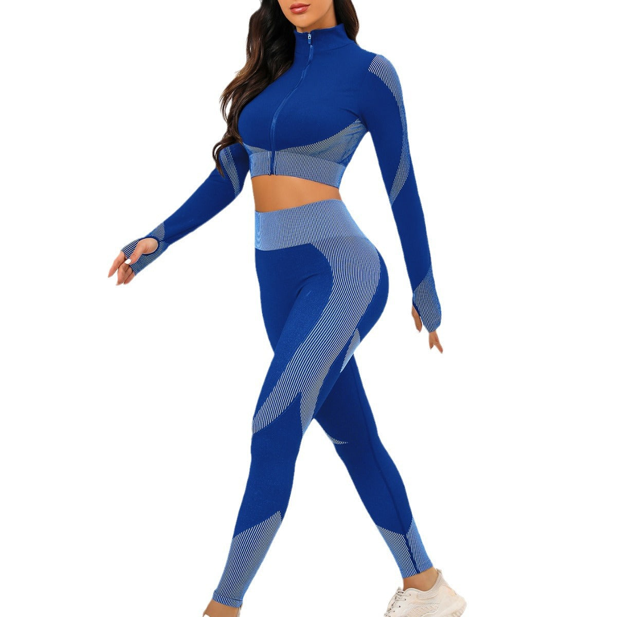 Popular Yoga Suit Set Long Sleeves Trousers Tight Nude Yoga Suit