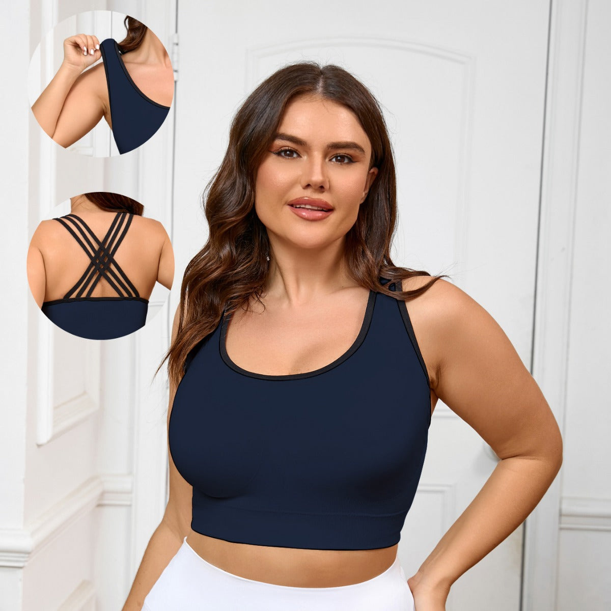 Large Size Fitness Underwear Women's High-intensity Beauty Back Fitness Bra Seamless Thin Sports Beauty Back Sling Fixed Cup Women