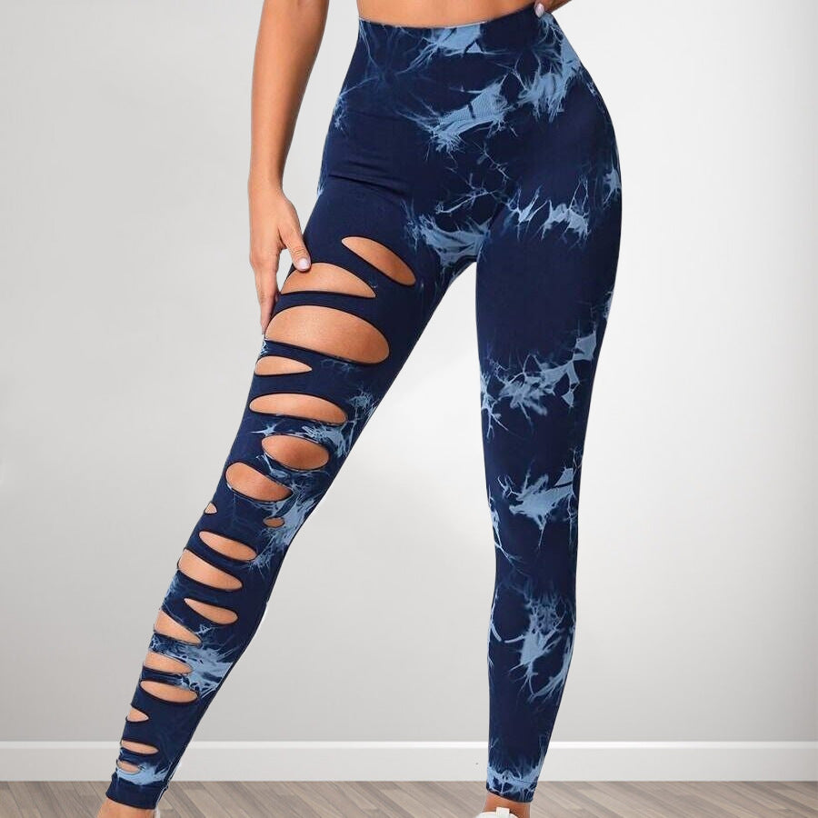 New Women's Elastic Tight Quick-drying Fitness Yoga Pants Sports Running Nine-point Trousers