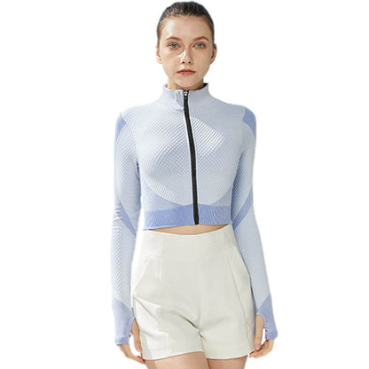 Hot-selling Yoga Clothes Running Suit Wholesale Summer Women's Tight Quick-drying Breathable Stand-up Collar Long-sleeved Sports Jacket