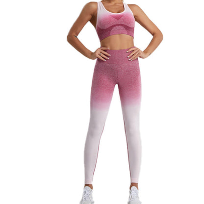 New Gradual Change Yoga Suit Tight Fitness Running Nylon Quick Drying Sports Vest Breathable Hip Yoga Trousers
