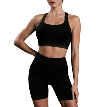 Yoga Suit, Black Vest Shorts, Women's Summer High-value Women's Sportswear, High-end Suit, Thin Body Sculpting