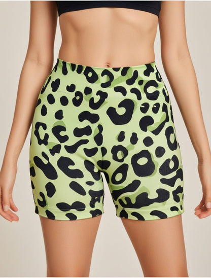 Leopard Print Fitness Sports Yoga Shorts Women's Summer Thin Printing Hip Lift Nude Quick-drying Shorts