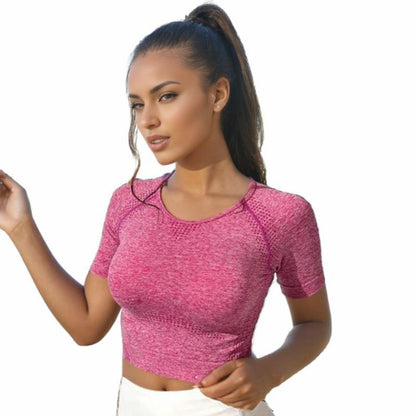 Yoga Clothes Top Summer Cool High-end Thin Fitness Back Top One-piece Top Short-sleeved Yoga Top