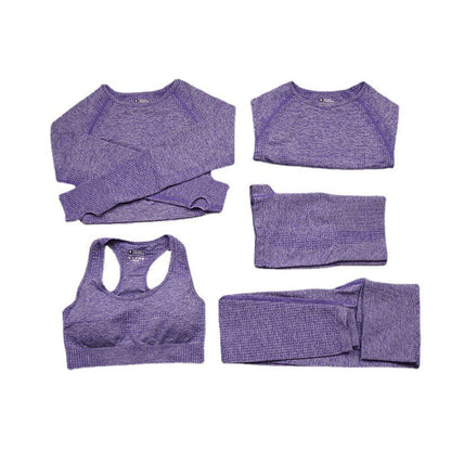 European and American Sexy Seamless Knitted Sports Yoga Outfit Set - Women's Quick-dry Compression High-end Fitness Apparel Set